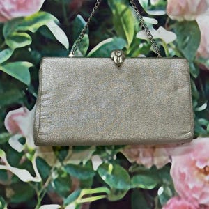 60s Silver Lurex Evening Purse Rhinestone Clasp