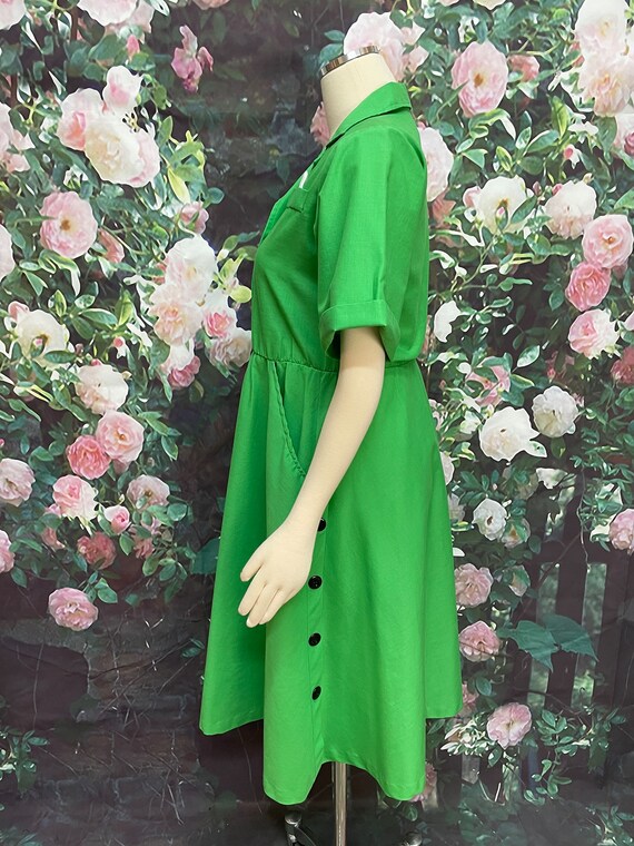 80s Impromptu Green Shirtdress Dress Pocket Square - image 7