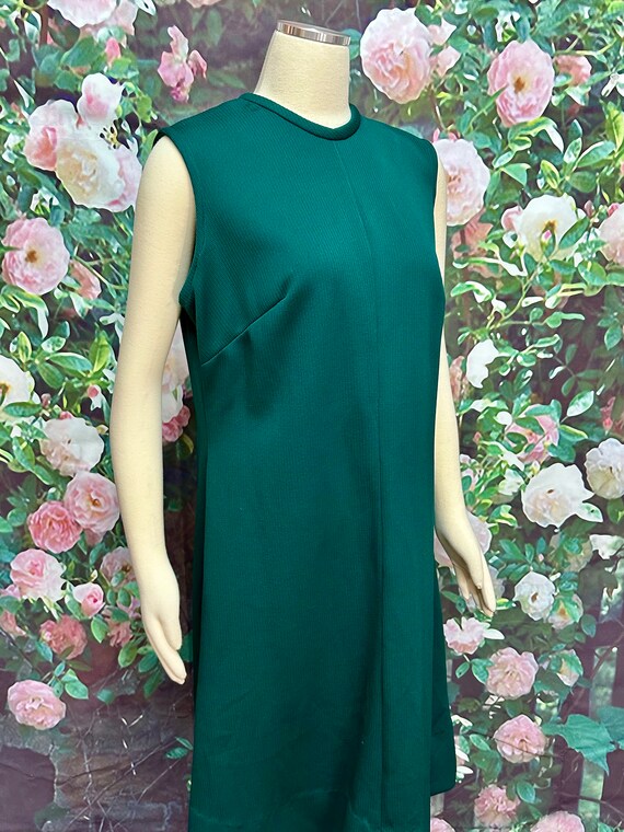 60s Evergreen Green Knit Mod Shift Dress Plus Size - image 6