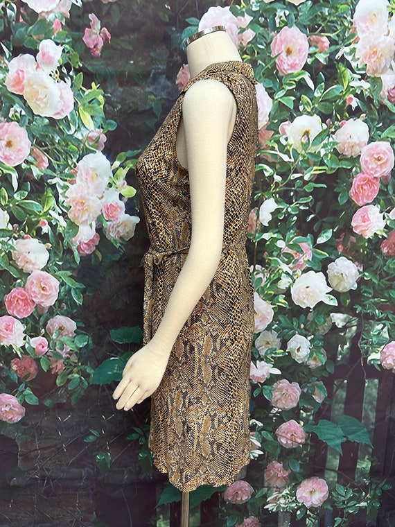 70s Brown Python Snake Print Shift Dress - image 5
