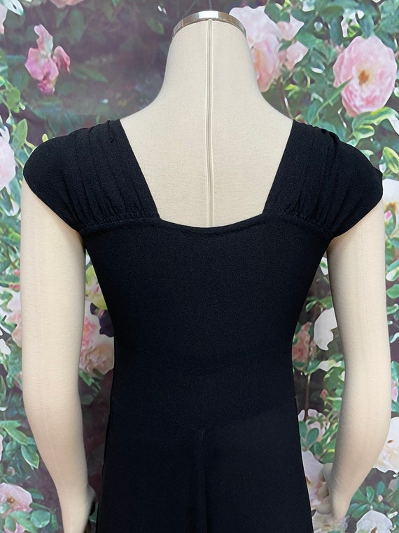 30s Black Crepe Bias Evening Gown Sweetheart - image 7