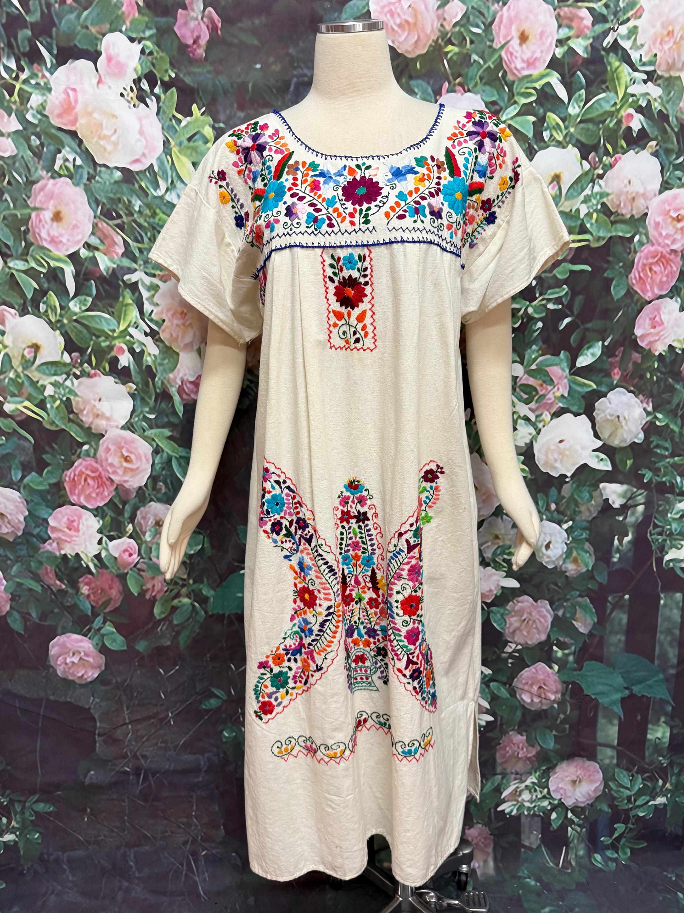 Mexican Oaxaca Huipil Embroidered Dress - Etsy