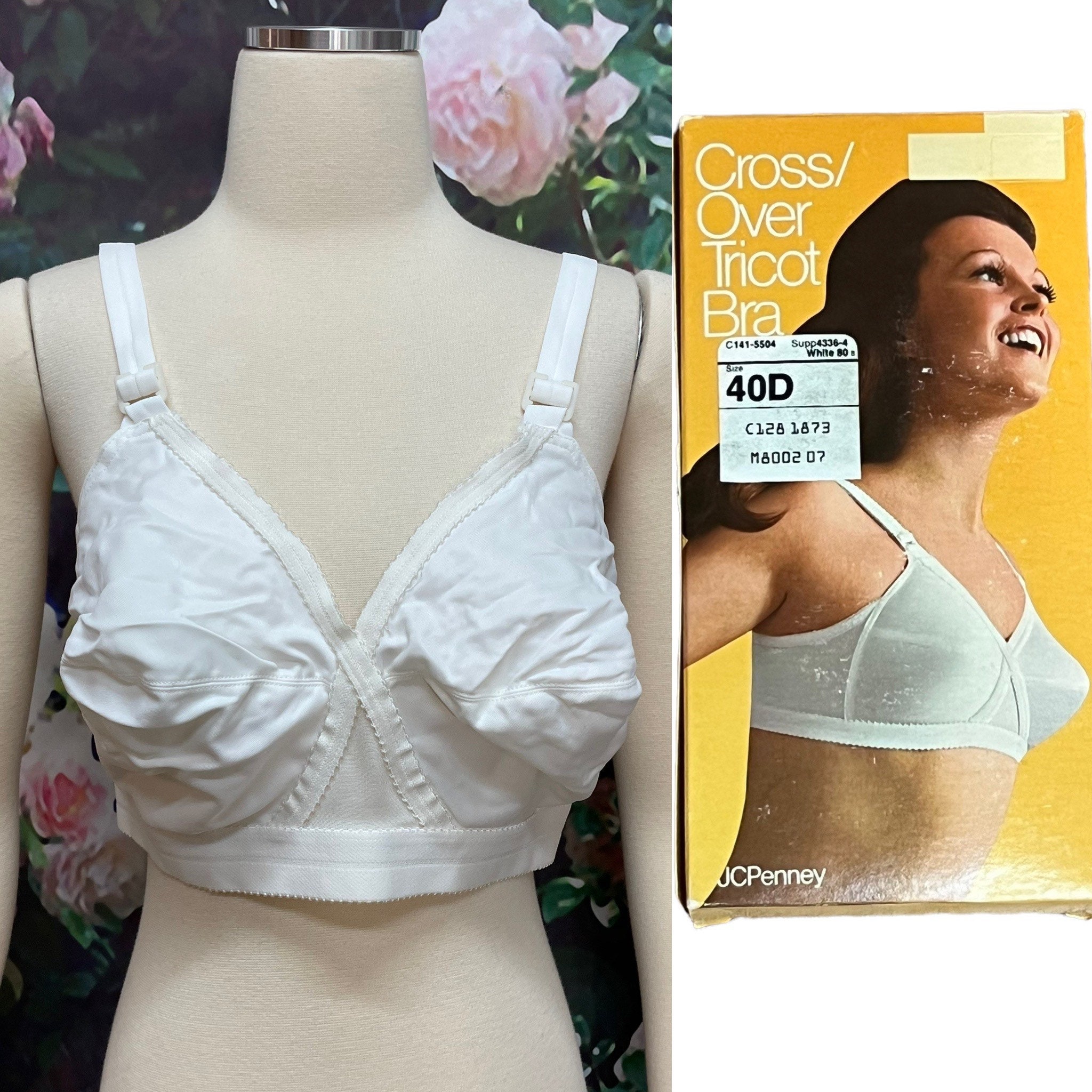 70s JC Penney Beige Cross Over Bra Size 40D NOS -  UK