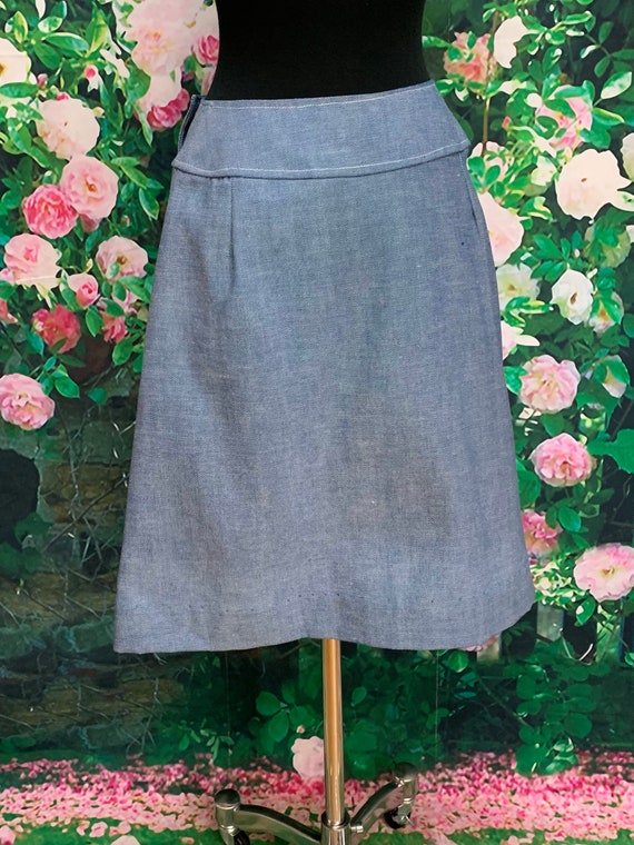 60s Carol Brent Denim Wrap Mini Skirt Hip Hugger - image 6
