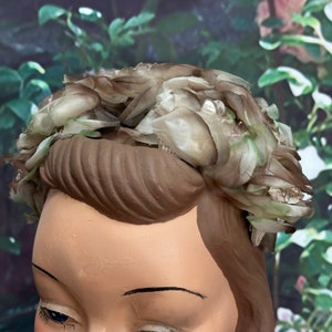 50年代ブラウンオーガンザフラワーケージハットヘッドバンド