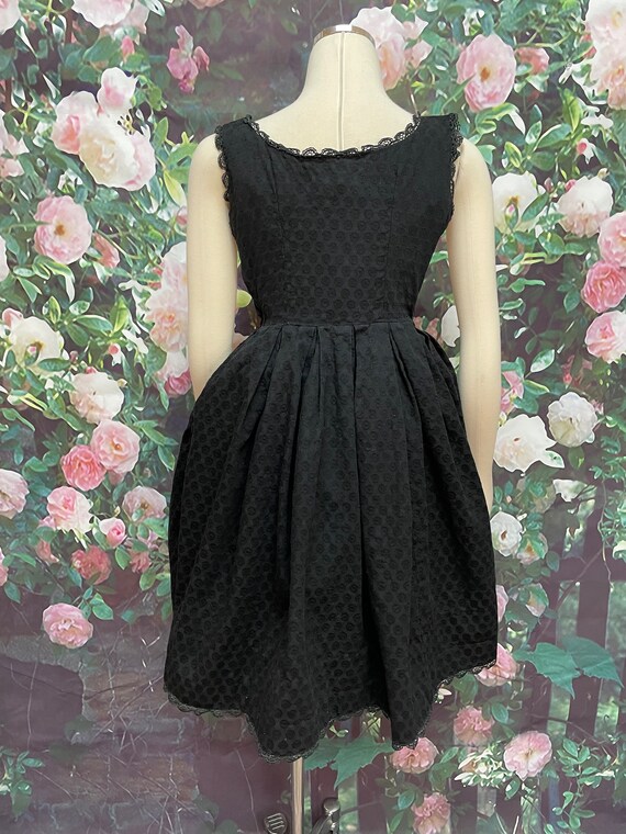 50s Maggi Stover Black Cotton Fit and Flare Dress - image 7