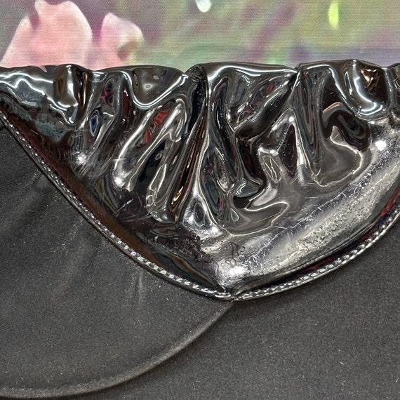 80s Black Velour Patent Leather Shoulder Purse - image 2