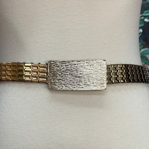 80s Gold Metal Fish Scale Stretch Belt Brushed Buckle - Etsy  display picture 1