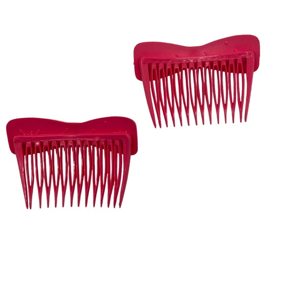 70s Goody Red Fashion Hair Comb Pair Set of Two - image 4