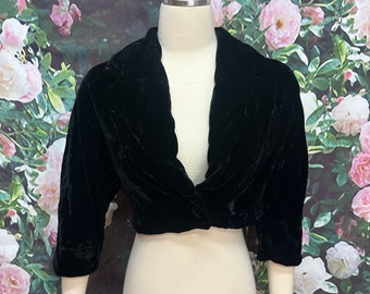 40s Dayton Co Black Velvet Shrug Opera Evening Jacket