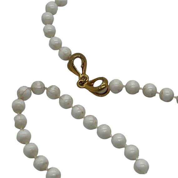 60s Chinese Character White Plastic Bead Necklace… - image 5