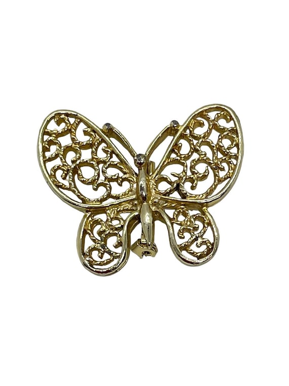 60s Gerrys Gold Tone Filigree Butterfly Brooch