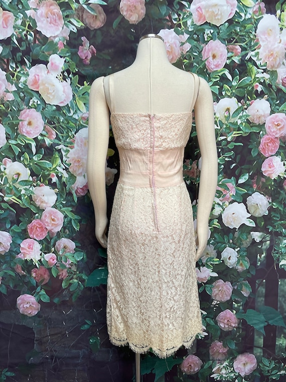 60s Jackie Morgan Pink Lace Slip Dress - image 8