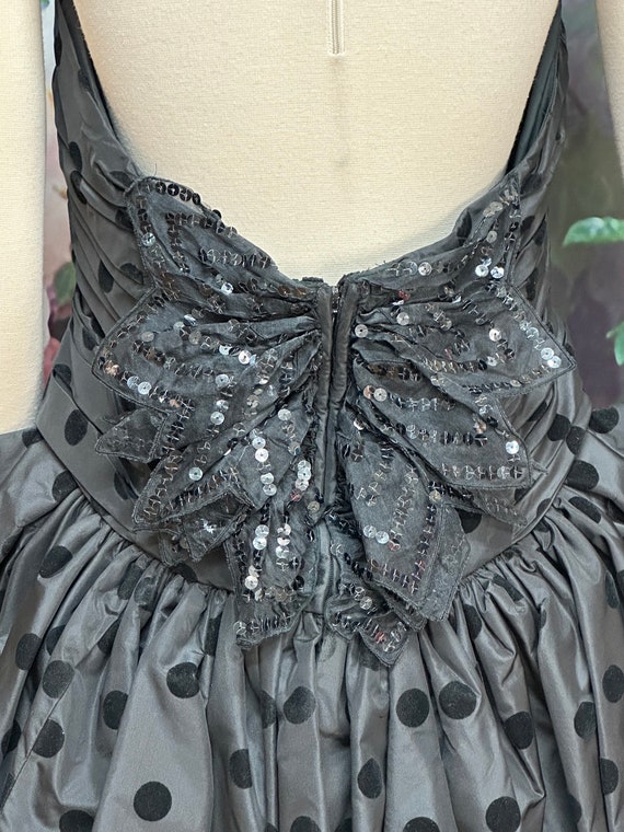 80s Peter Keppler Couture Black Silk Strapless Dr… - image 8