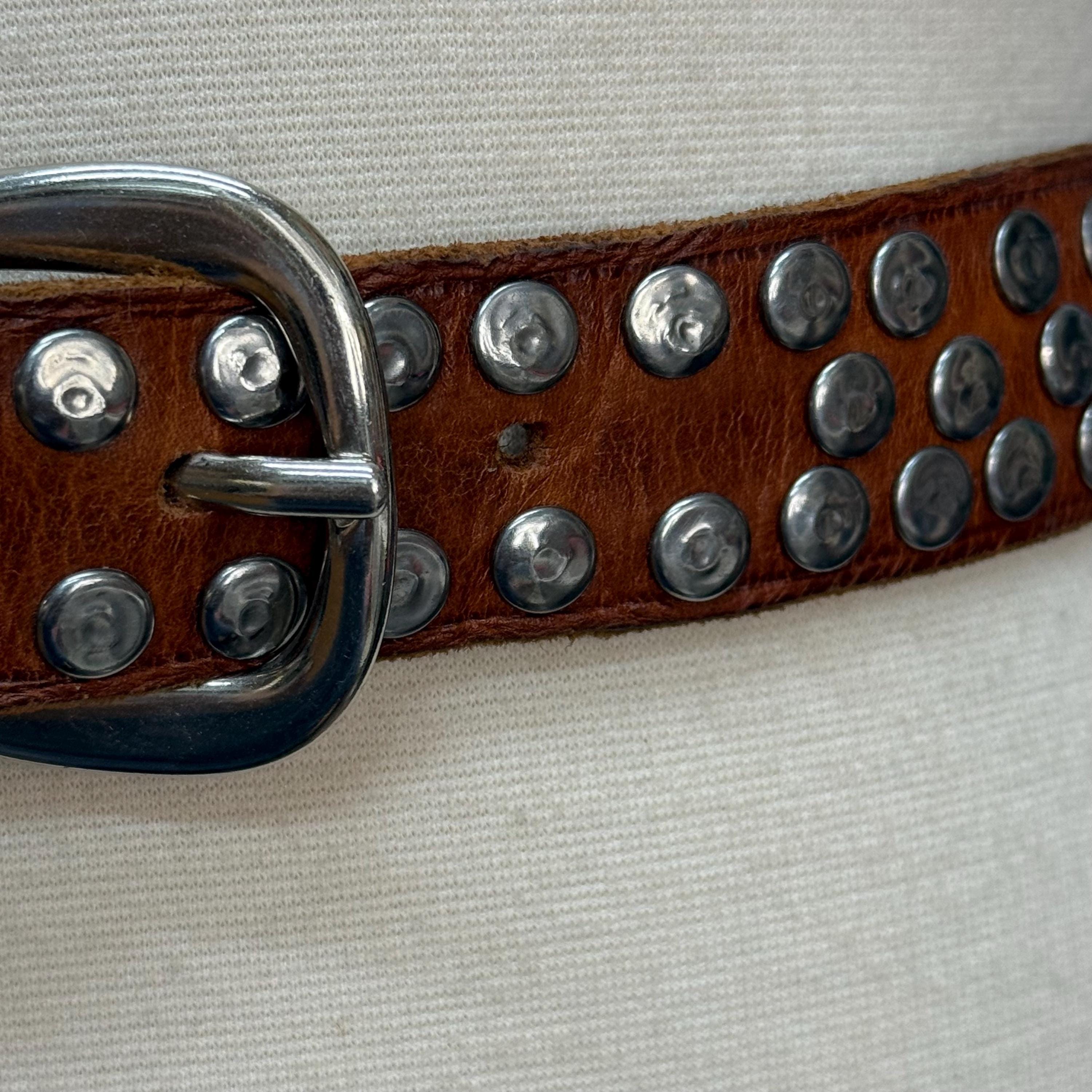 90s Brown Leather Studded Belt Moroccan Coins - Etsy display picture 2
