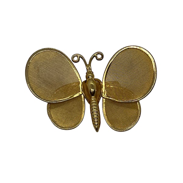 60s Gold Mesh Trembler Butterfly Brooch