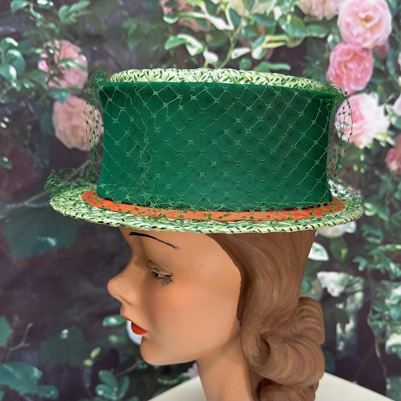 Vintage Leslie James Gold Cellophane Straw Boater Hat Champagne Shiny Mod 60s 60s Leslie James Green Cellophane Boater Hat Green Net - Etsy main image 3