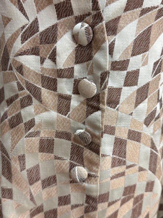 70s Brown Op Art Jacquard Jacket Mod Coat - image 4