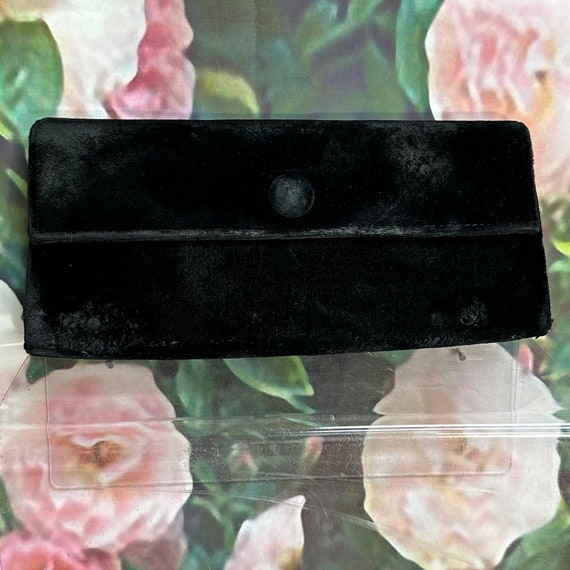 60s Black Velvet Envelope Clutch Purse - image 1