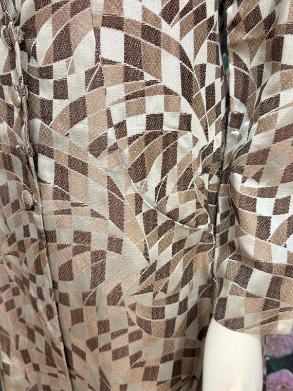 70s Brown Op Art Jacquard Jacket Mod Coat - image 5