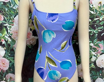 90s Christina Purple Floral Swimsuit One Piece