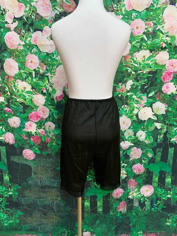 60s Black Nylon Pettipants Rose Applique Knickers - image 6