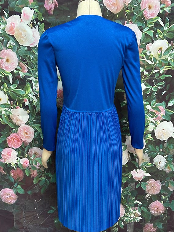 70s Neiman Marcus Blue Pleated Dress Arthur Conne… - image 6