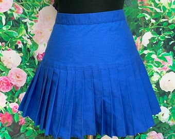 60s Mary Mac Blue Mini Skirt Pleated Tennis Cheerleader XS Small