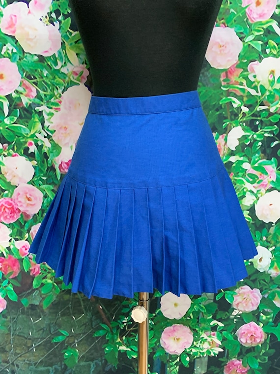 60s Mary Mac Blue Mini Skirt Pleated Tennis Cheerleader XS Small 