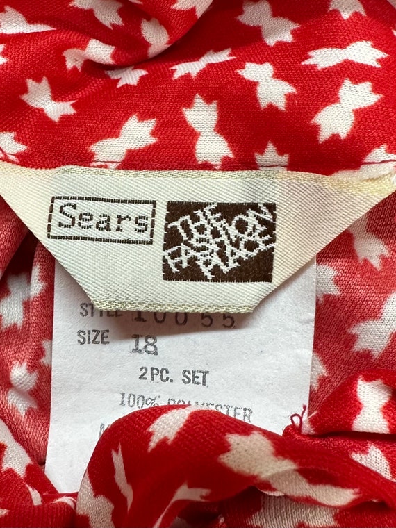 70s Sears Red Secretary Dress Ruffle Front XL - image 9