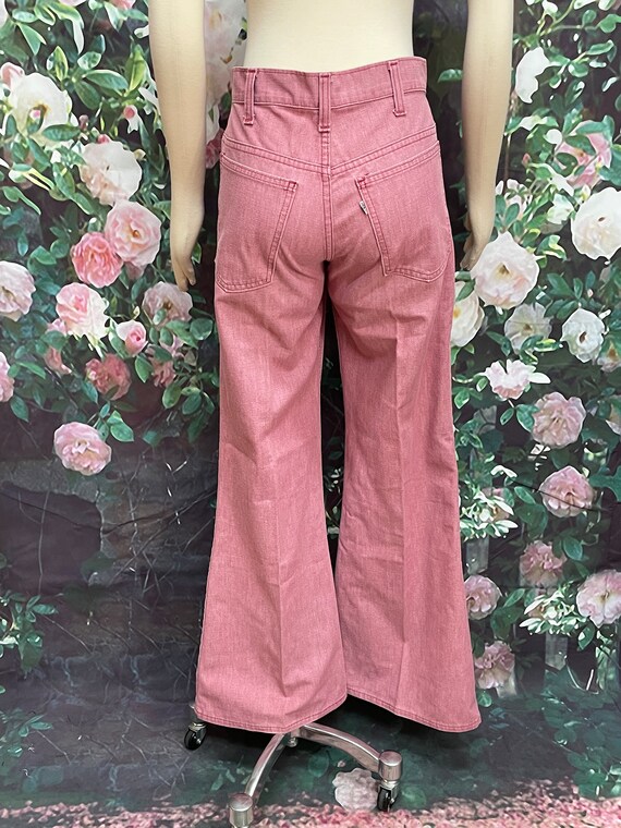 70s Levis Red Splatter Jeans Bell Bottom Low Rise… - image 7