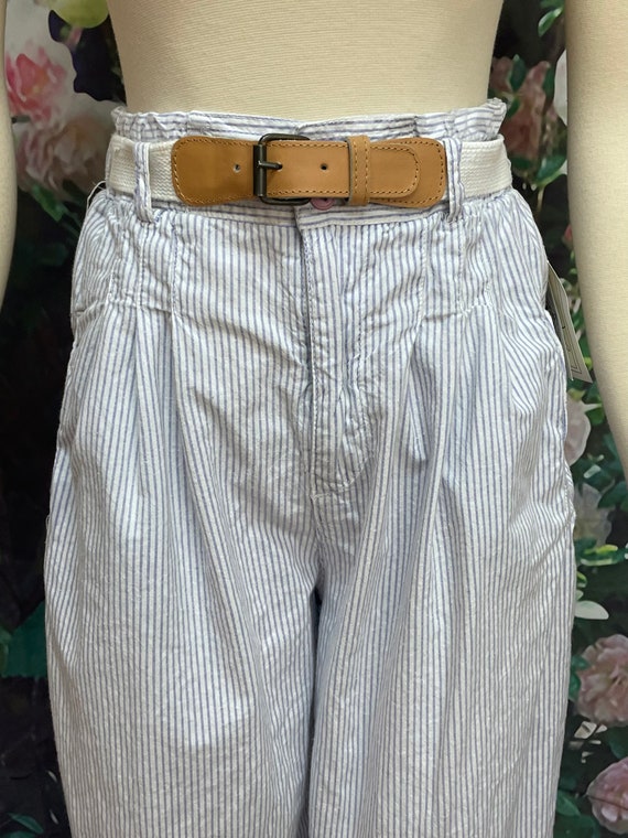 80s Trade Secret Pinstripe Paper Bag Pants Cotton… - image 3