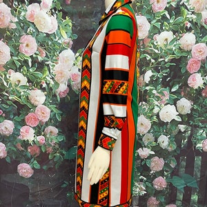 70s Jon McCauley Mod Zip Front Dress Ethnic Print image 8