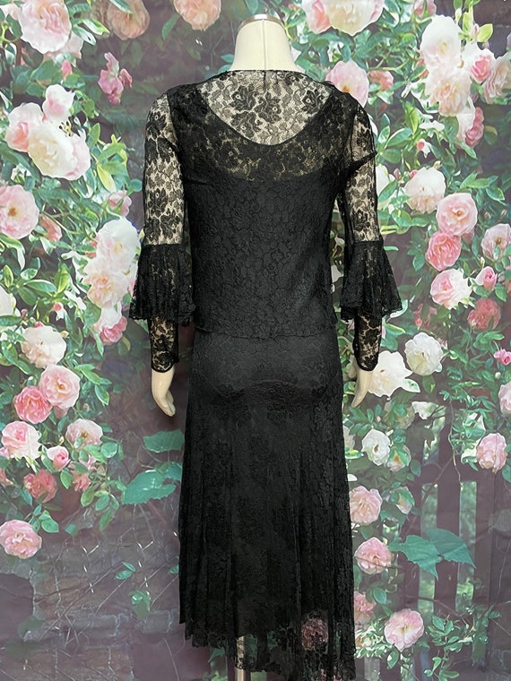 20s Black Lace Dress with Shrug Dropped Waist - image 7