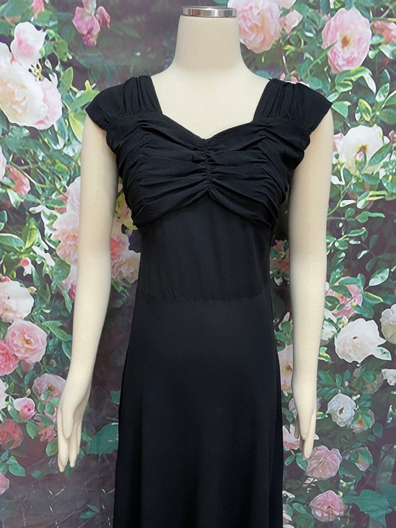 30s Black Crepe Bias Evening Gown Sweetheart - image 3