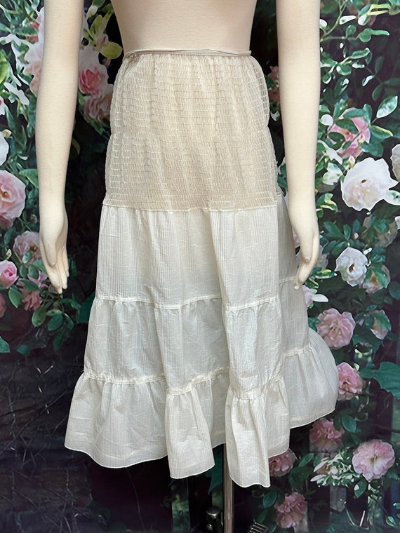 50s Beige Tiered Crinoline Petticoat Small