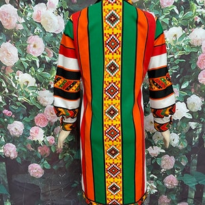 70s Jon McCauley Mod Zip Front Dress Ethnic Print image 9