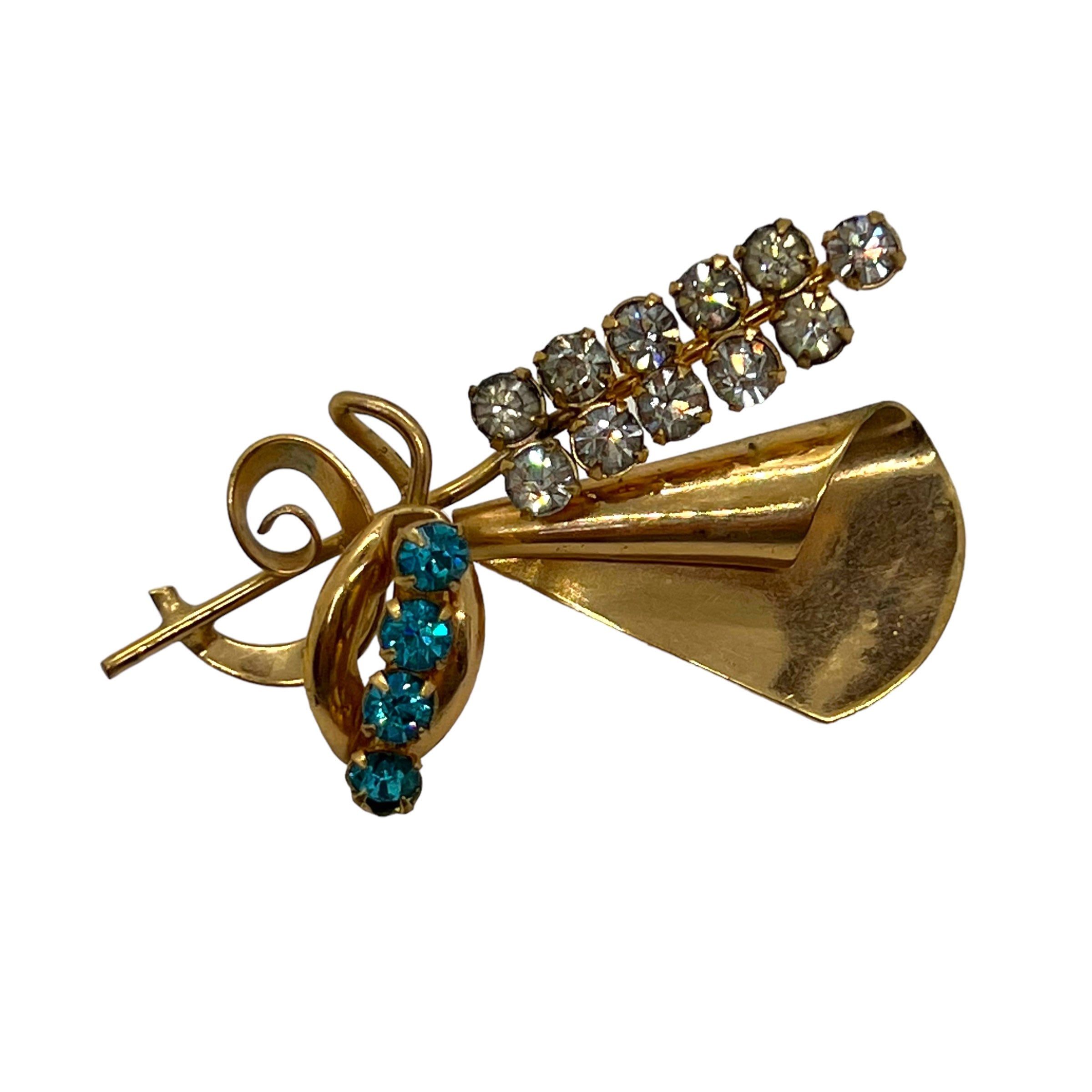 Broche émaillée avec petits strass broche de grand-mère bijoux vintage