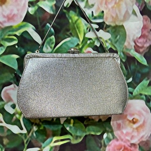 60s Artel Silver Faux Leather Evening Purse