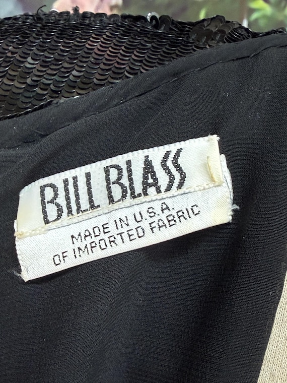 70s Bill Blass Black Sequin Evening Gown - image 11