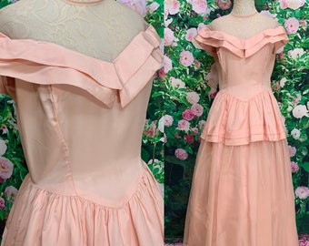 50s Pink Tulle Party Dress Illusion Neckline