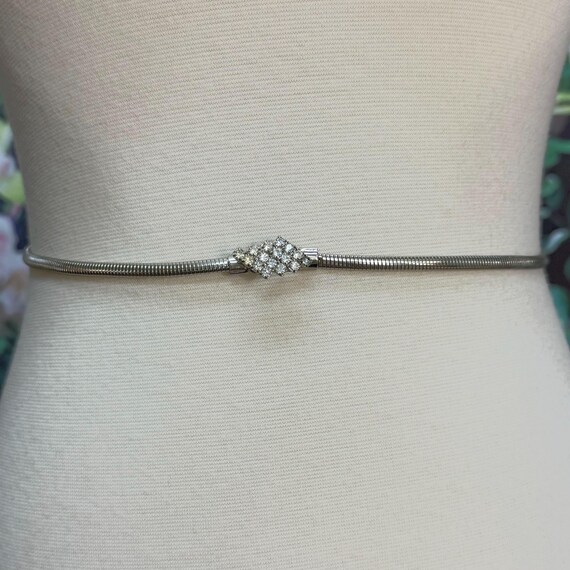 80s Clear Rhinestone Skinny Silver Stretch Snake Belt - Etsy display picture 2