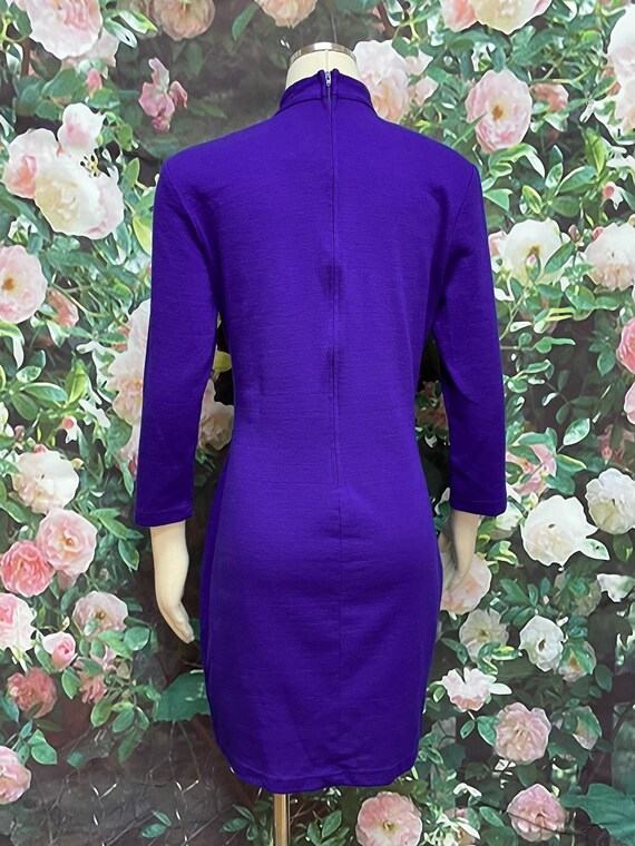 80s Young Edwardian Purple Sweater Dress Keyhole … - image 8