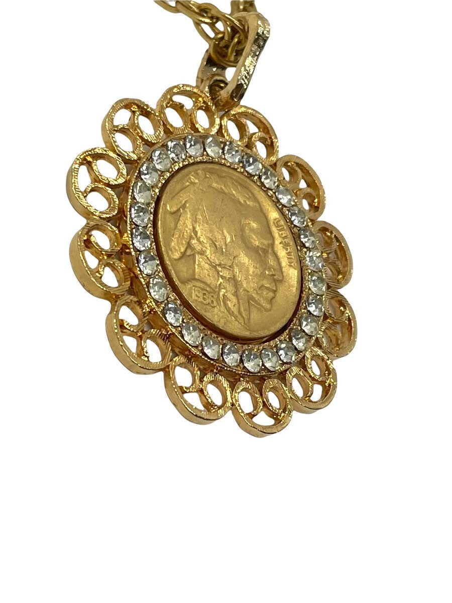 60s Indian Head 1936 Coin Pendant Necklace WLP Rhinestone - Etsy