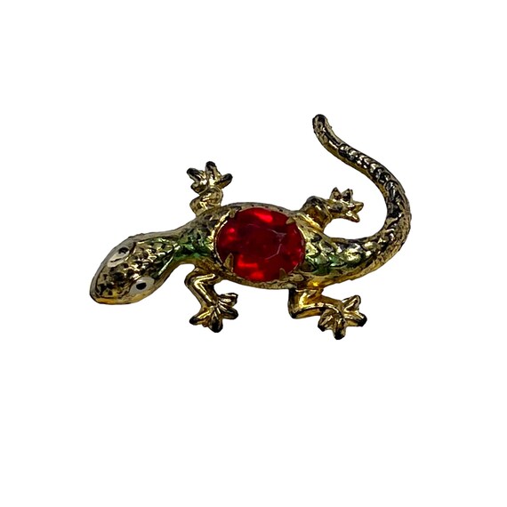 40s Enamel Jeweled Salamander Brooch