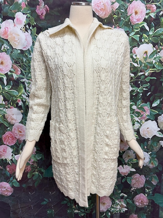 60s Cuddle Knit Cream Cardigan Sweater