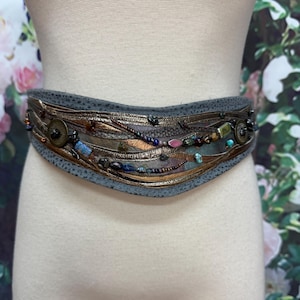 80s Pat Smiley Beaded Leather Belt