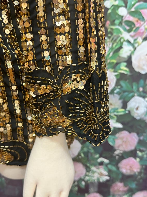 Vintage 80s Oversized Boxy Sequin Blouse Black 14 main image 1