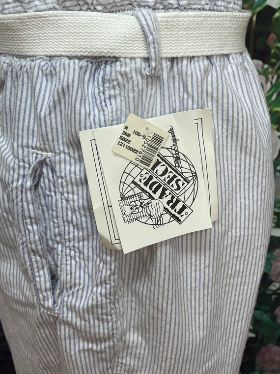 80s Trade Secret Pinstripe Paper Bag Pants Cotton… - image 8