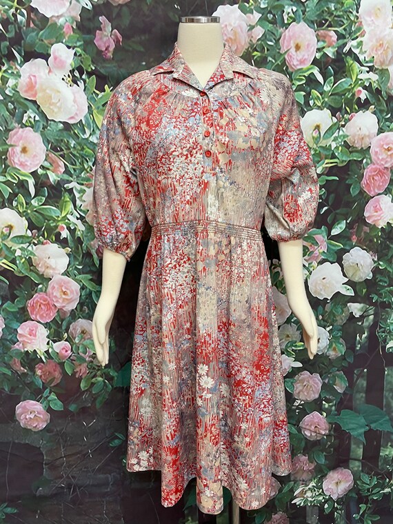 70s Lady Carol Orange Floral Secretary Dress - image 2